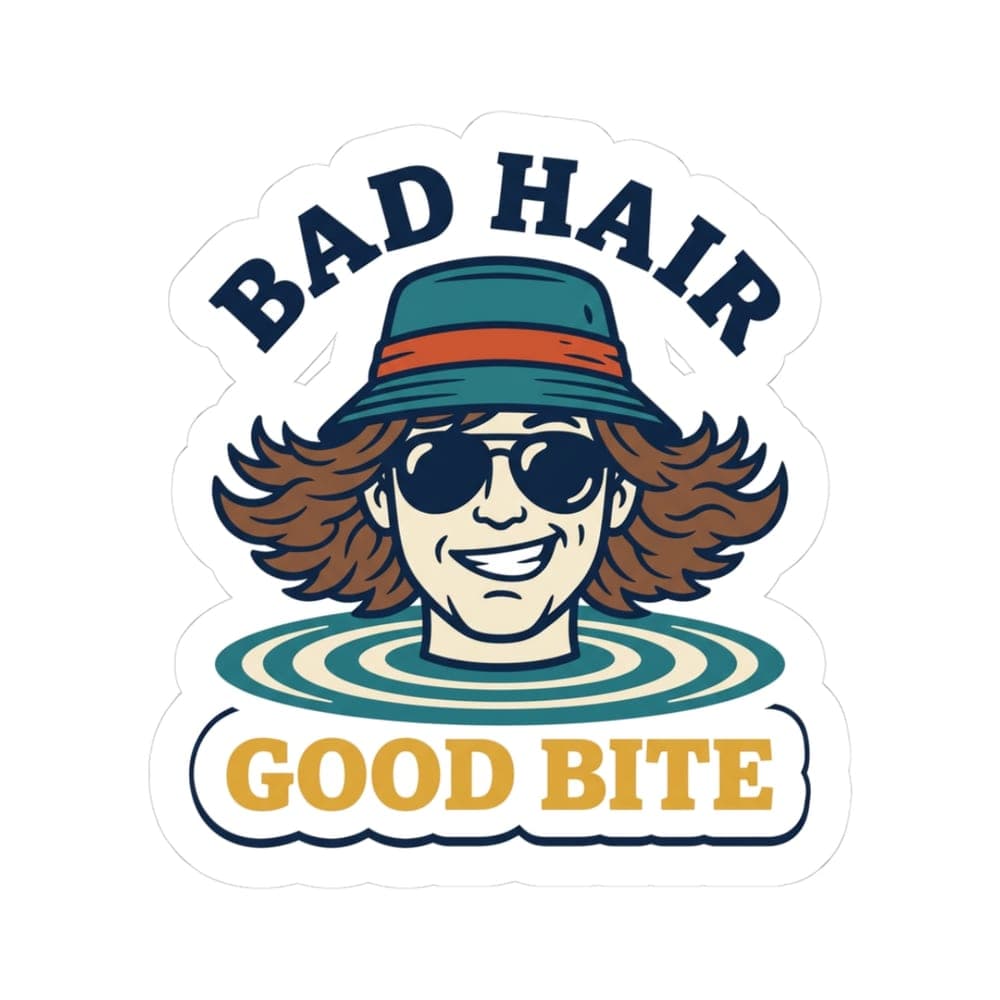 Bad Hair, Good Bite Sticker in White