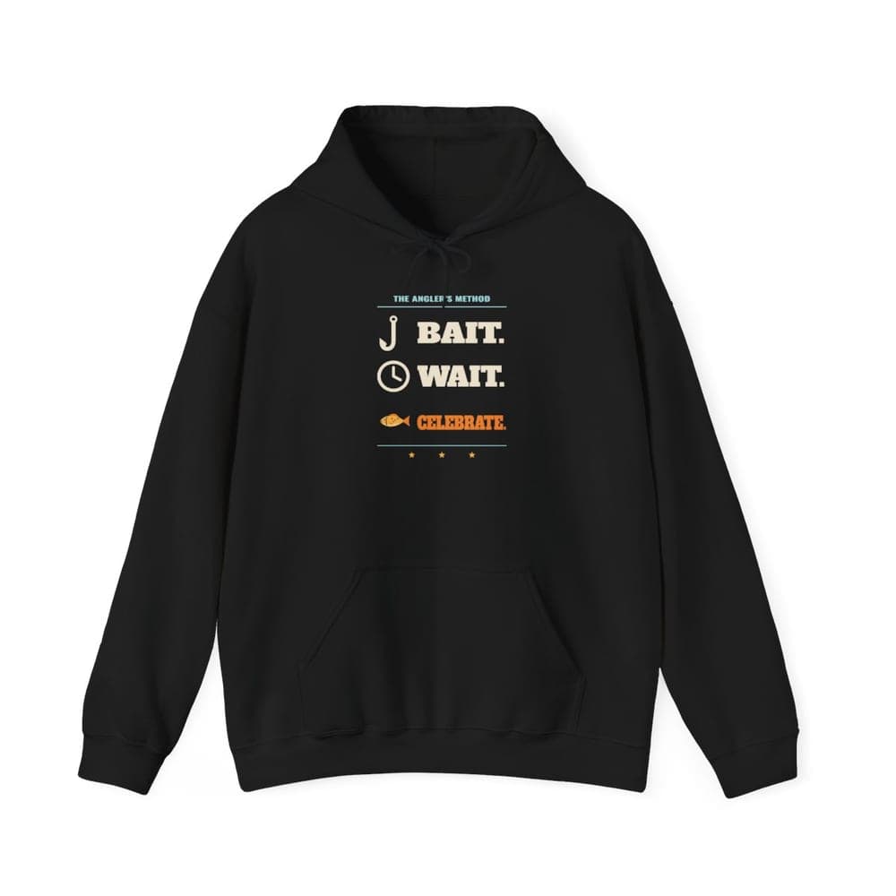Bait. Wait. Celebrate. Funny Fishing Hoodie mockup