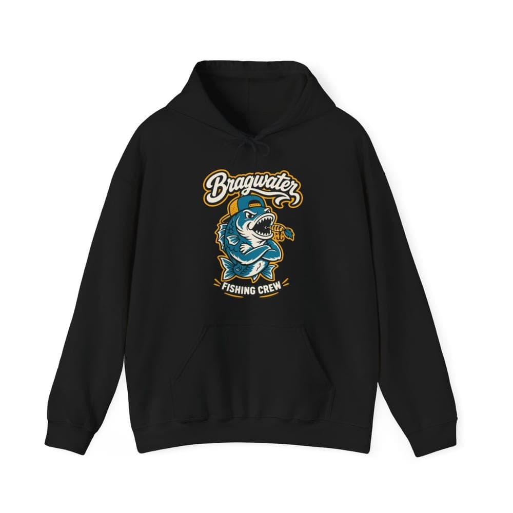 Bragwater Fishing Crew Bass Hoodie in Black