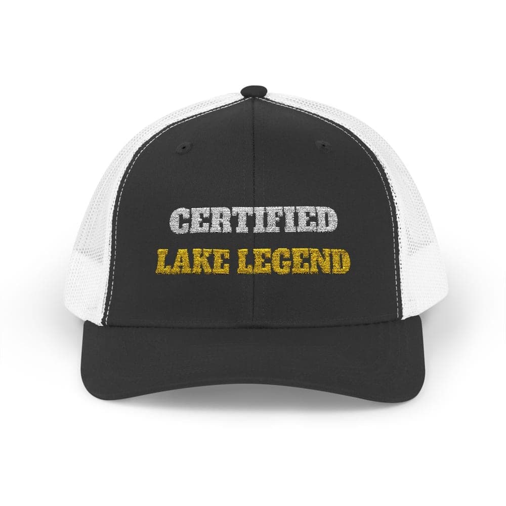Certified Lake Legend Embroidered Fishing Trucker Hat mockup