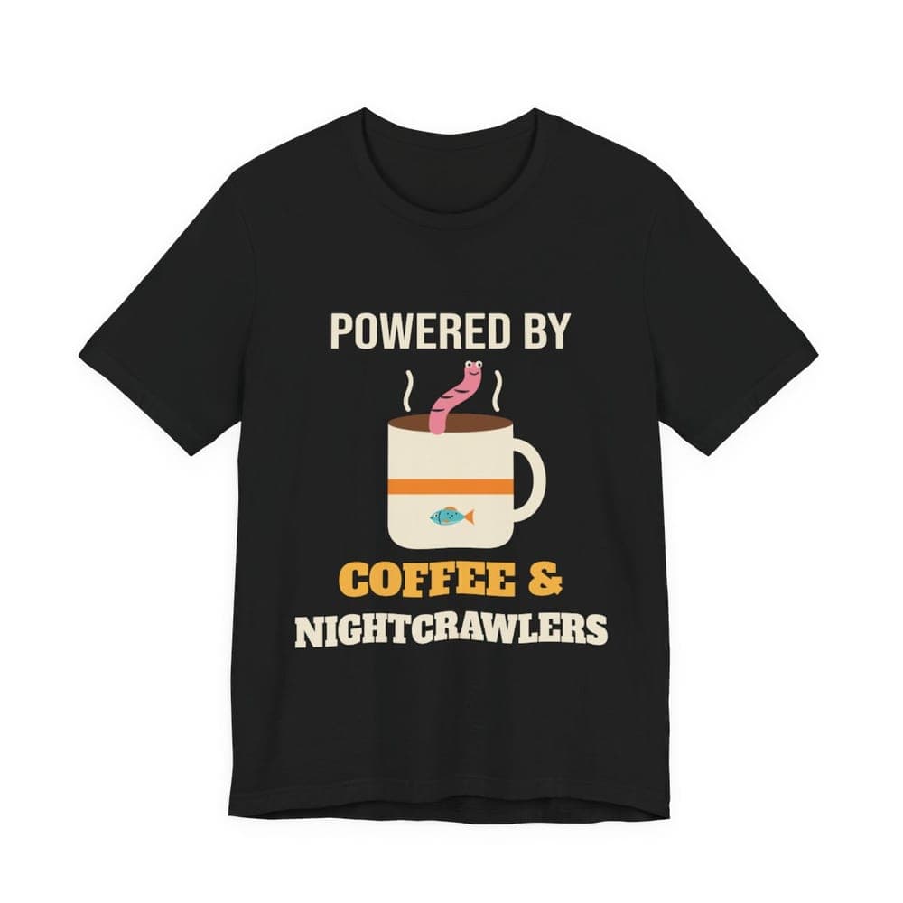 Powered by Coffee & Nightcrawlers Fishing T-Shirt mockup
