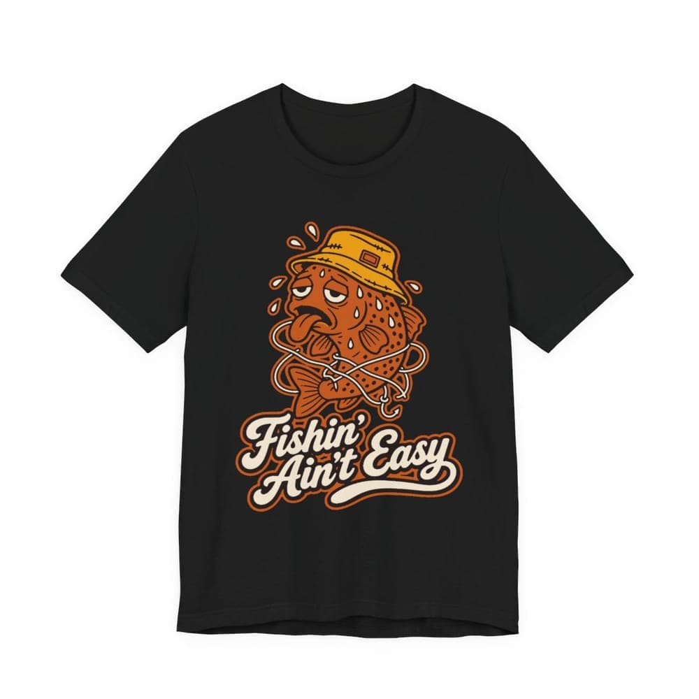 Fishin' Ain't Easy Trout Tee in Black