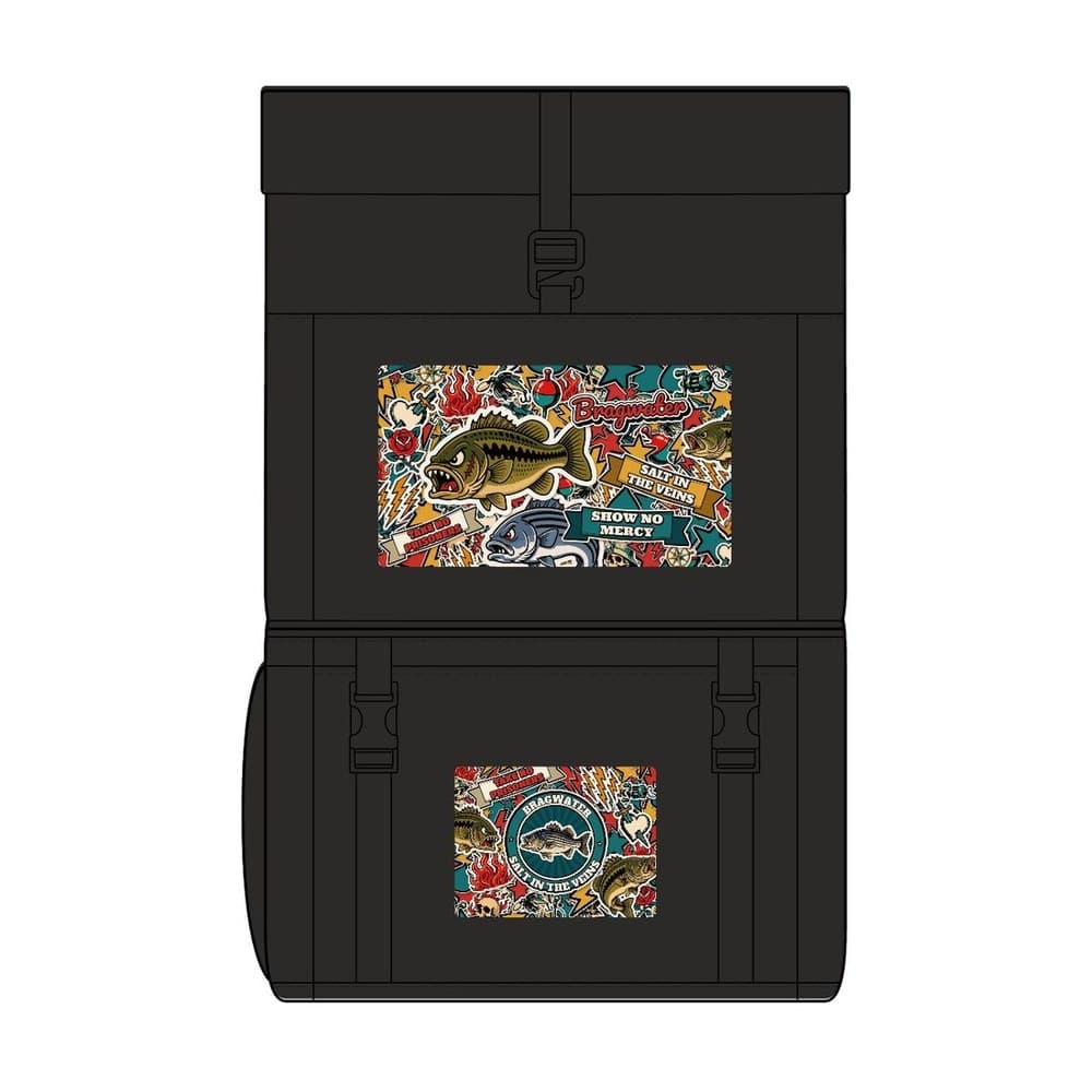 Fishing Sticker Bomb Backpack Cooler mockup