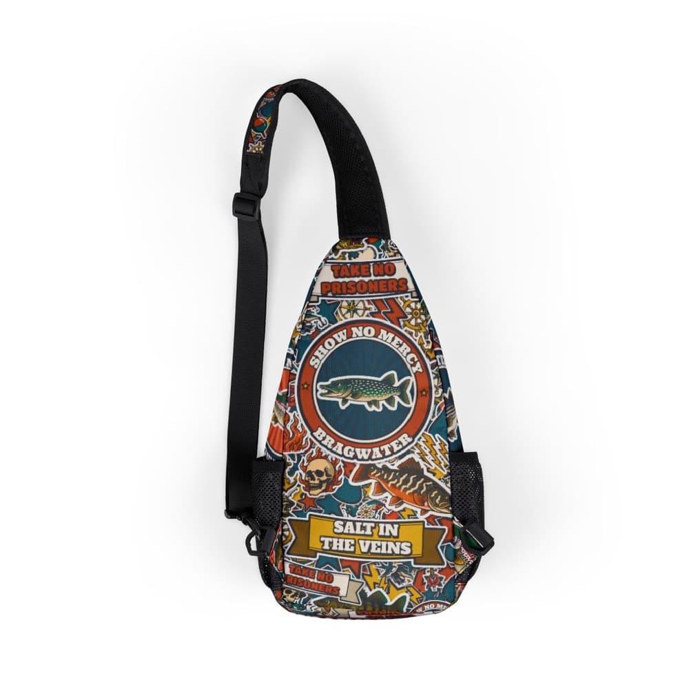 Sticker Bomb Chest Bag bag in sticker bomb, back view