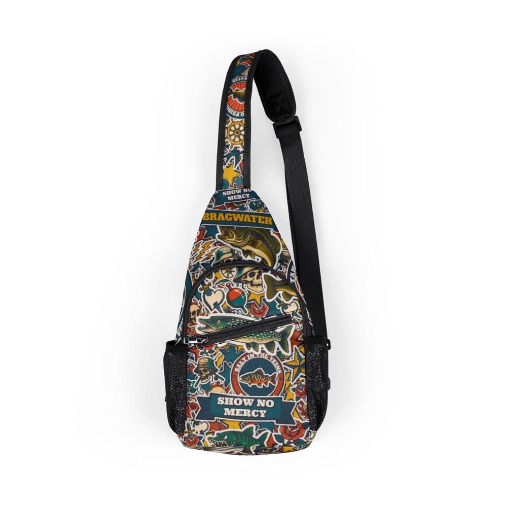 Fishing Sticker Bomb Chest Bag mockup