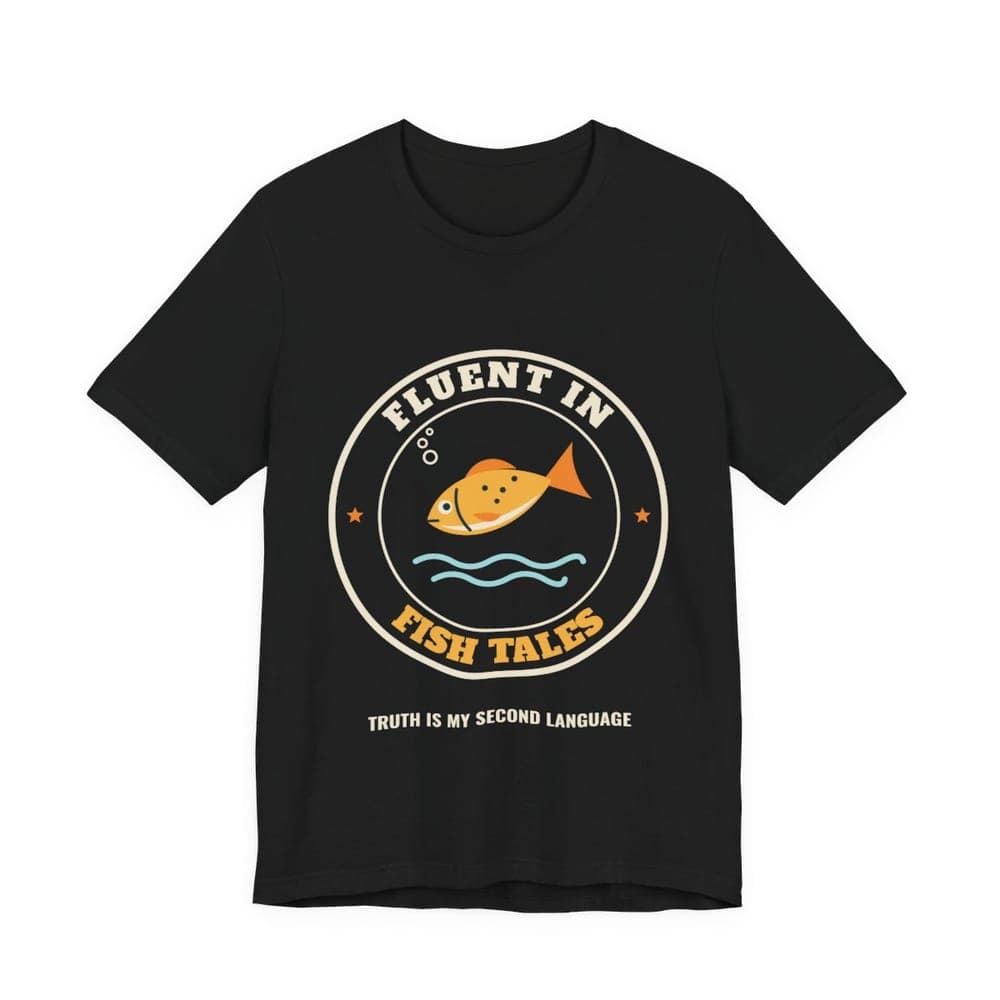 Fluent in Fish Tales Retro Fishing T-Shirt mockup