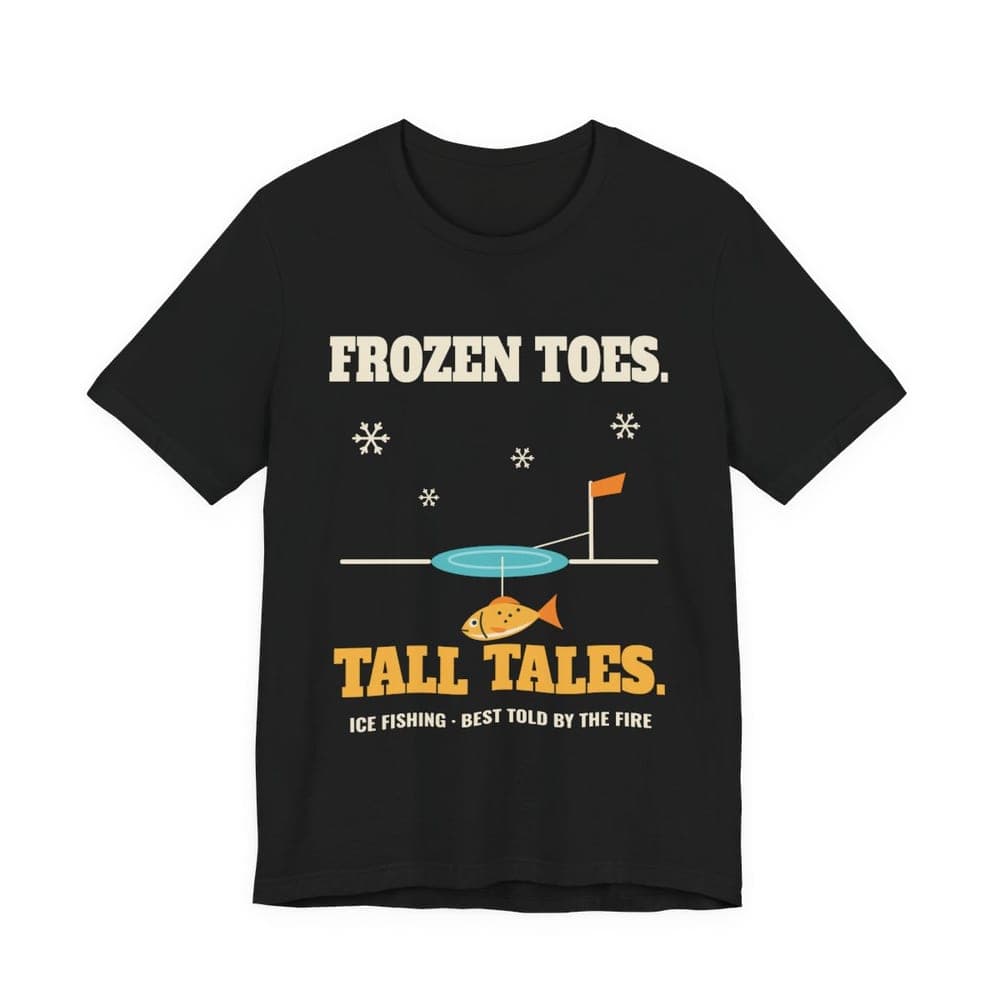 Frozen Toes. Tall Tales. Ice Fishing T-Shirt mockup
