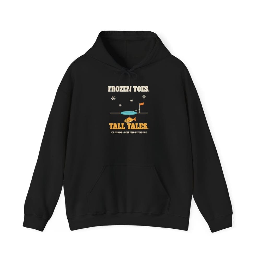 Frozen Toes. Tall Tales. Ice Fishing Hoodie mockup