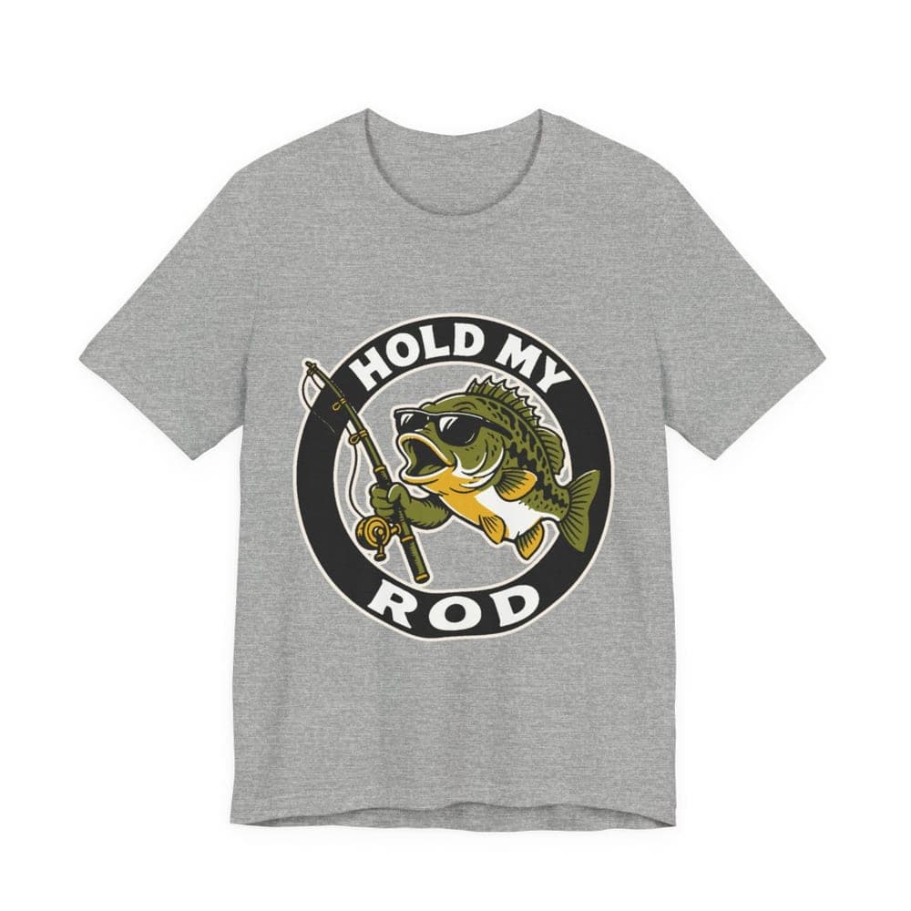 Hold My Rod Bass Tee in athletic heather mockup