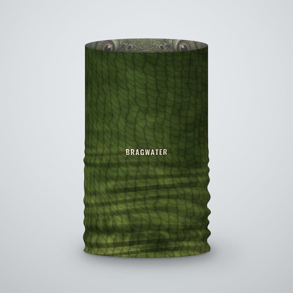 Largemouth Bass Face neck gaiter in bass green, back view