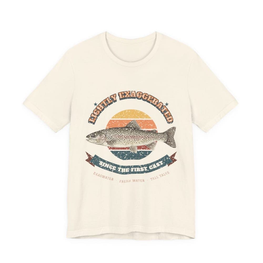 Lightly Exaggerated Trout Fishing T-Shirt in Natural