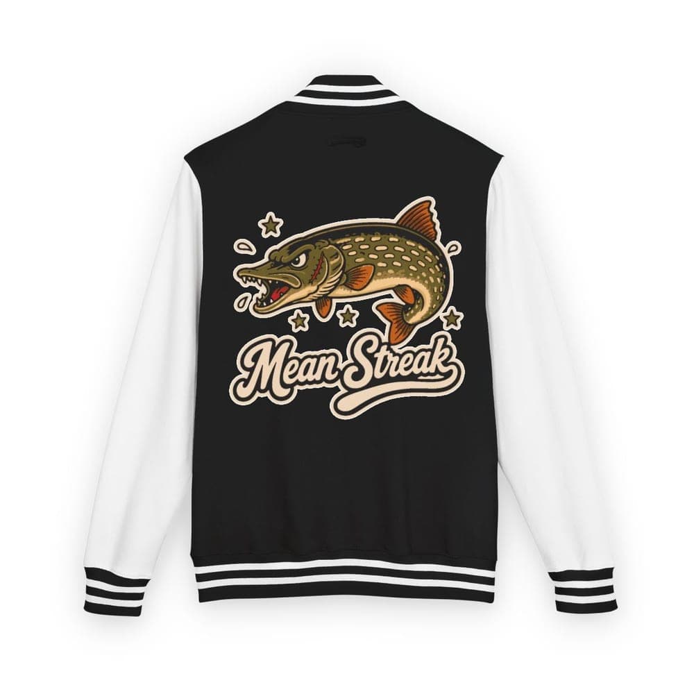 Mean Streak Northern Pike Letterman Jacket in Jet Black / Arctic White