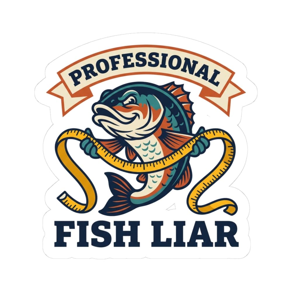 Professional Fish Liar Sticker mockup