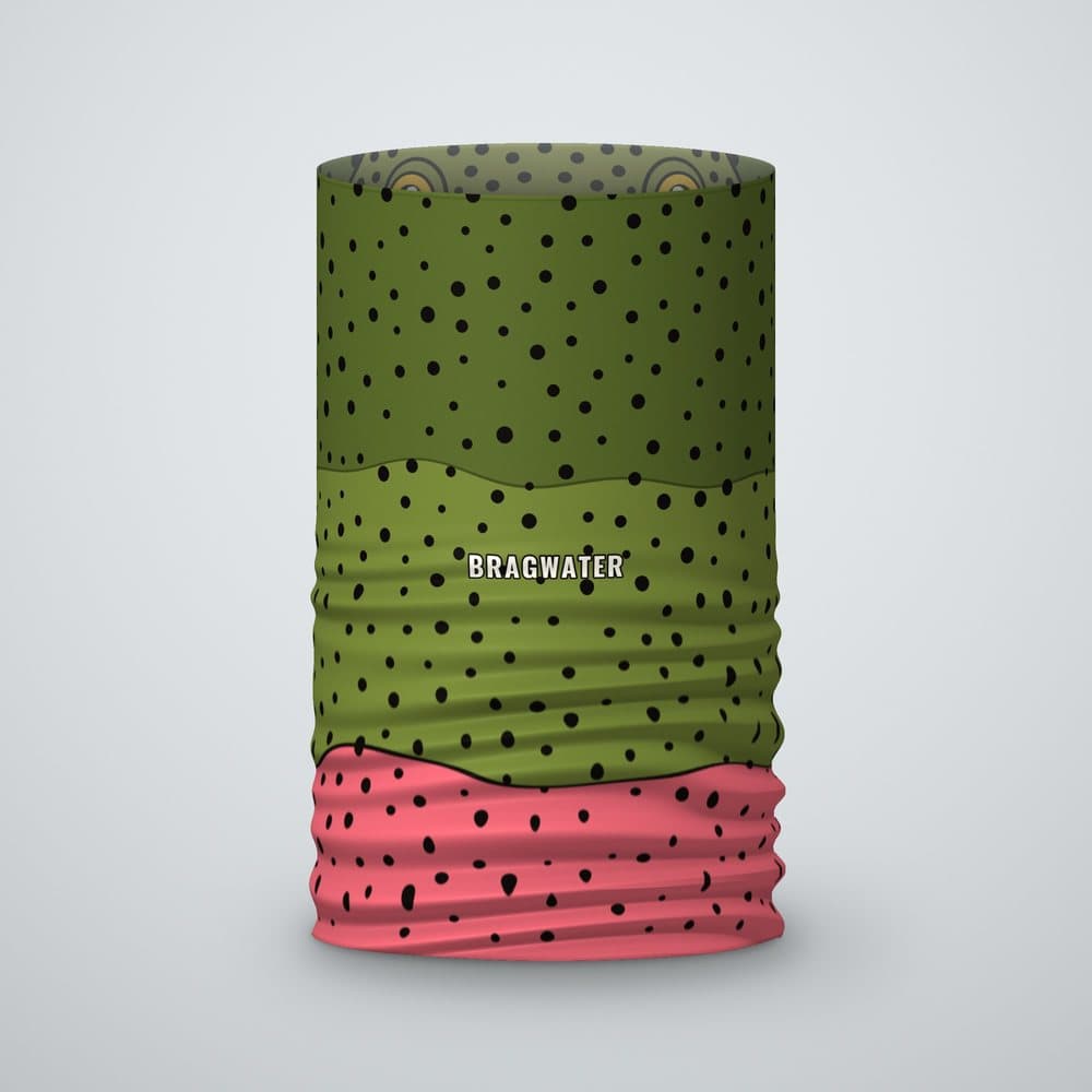 Rainbow Trout Face neck gaiter in rainbow, back view