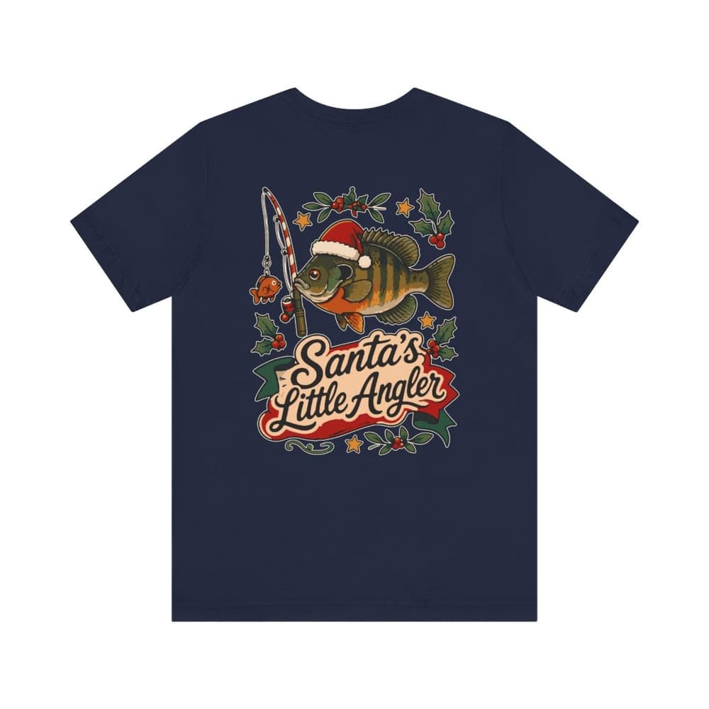 Santa's Little Angler Bluegill Tee, back view mockup