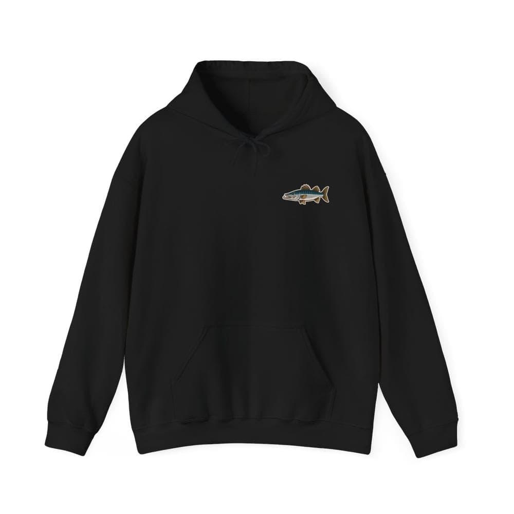 Tempt Fate hoodie in black, front view with small left-chest print