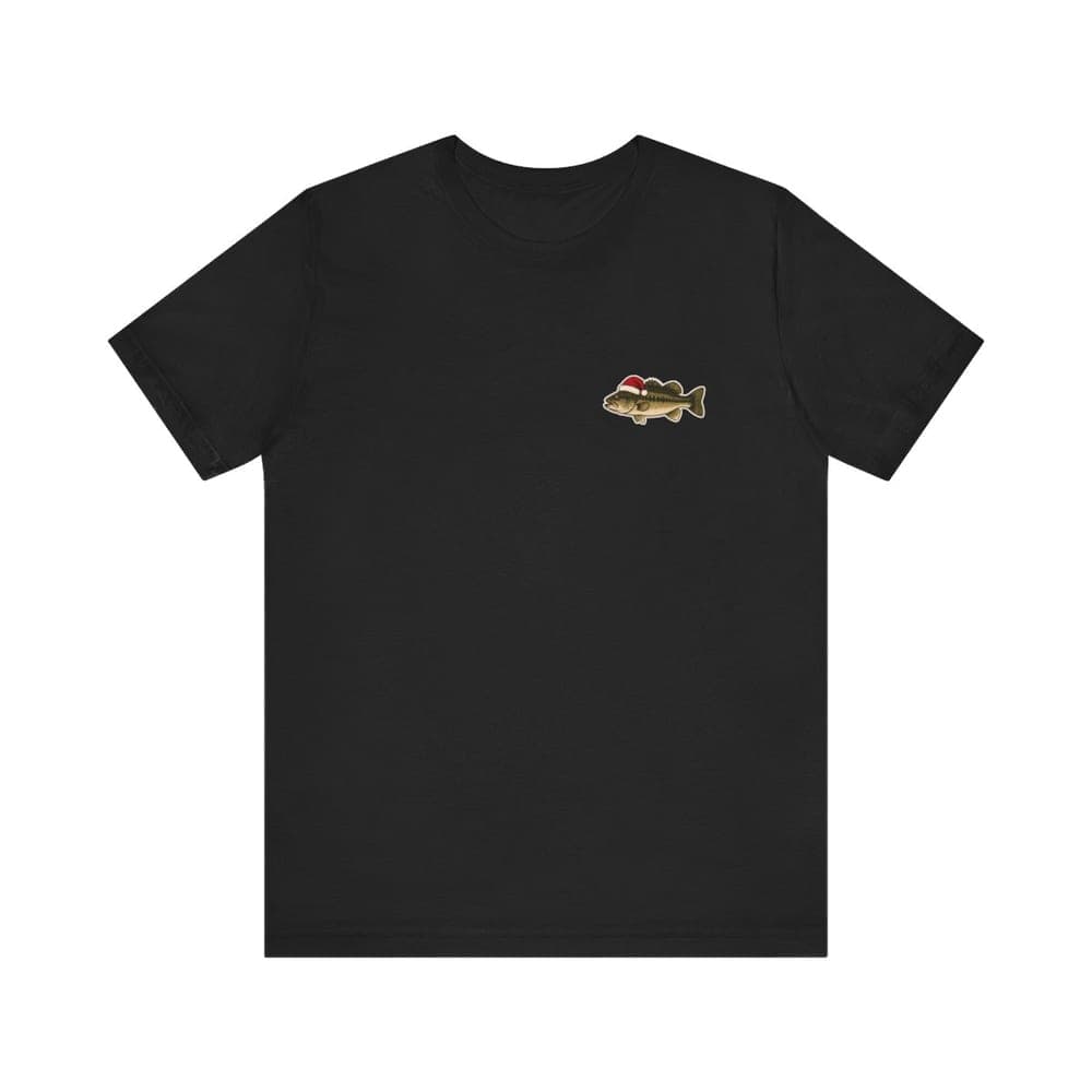 'Tis the Season to Exaggerate tee in black, front view with small left-chest print