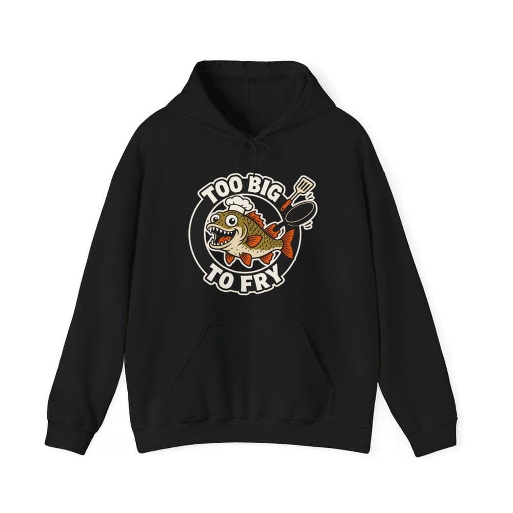 Too Big to Fry Walleye Hoodie in Black